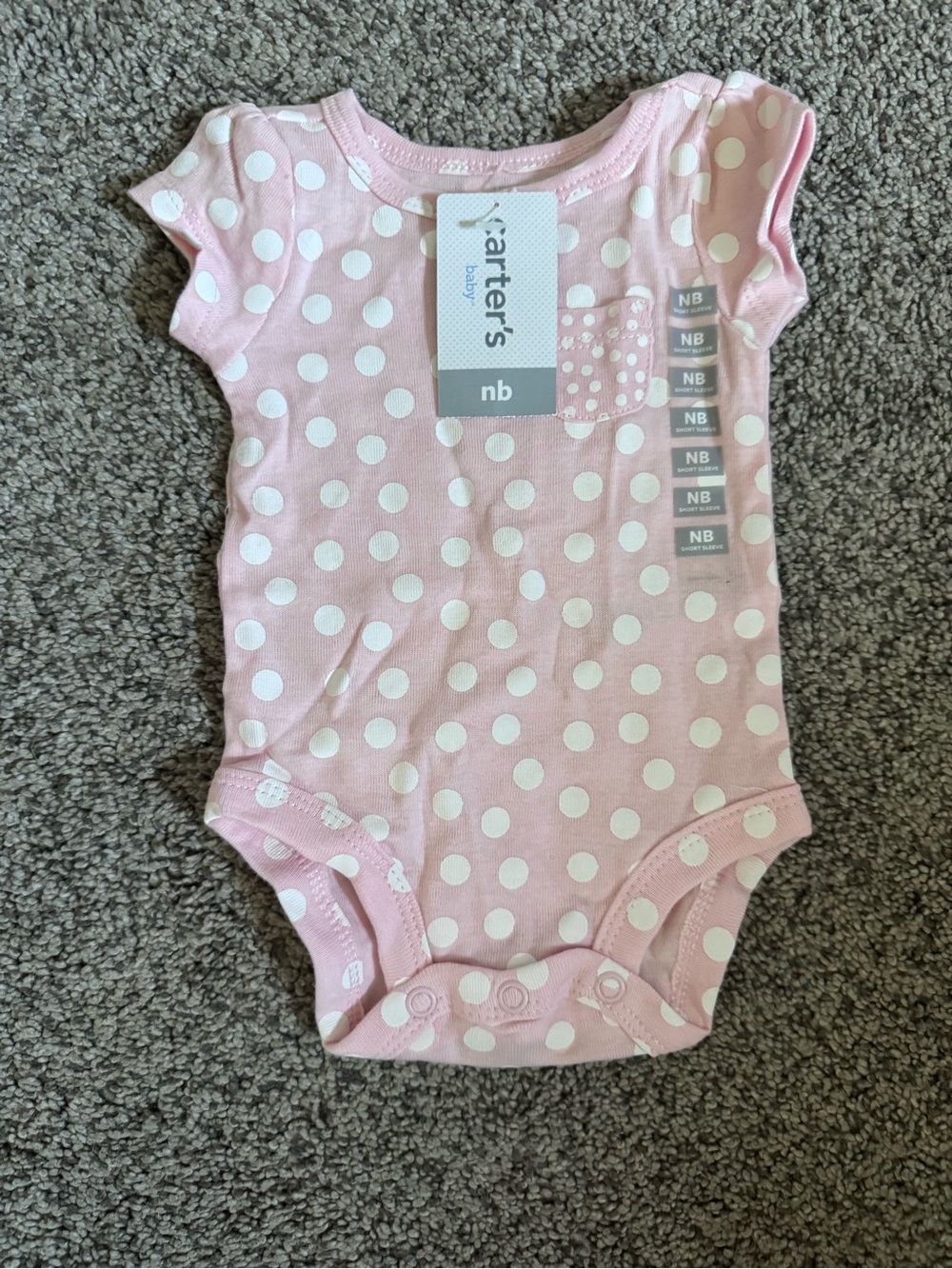 Carter's Pink Polka Dot Short-Sleeve One-Piece Bodysuit